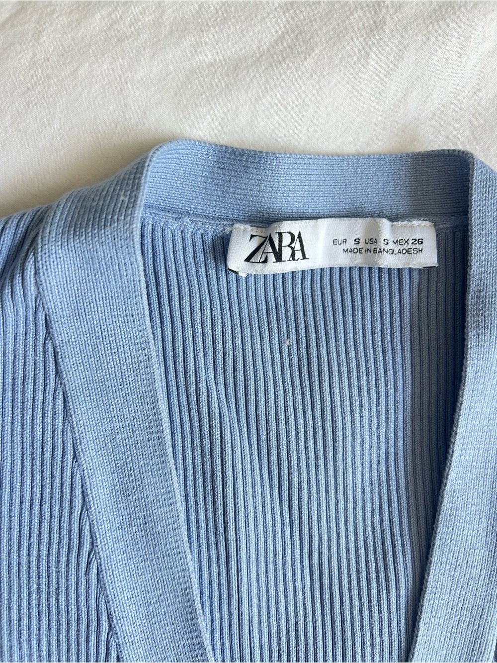 Zara Light Blue Ribbed Button Cropped Cardigan - Picture 2 of 3